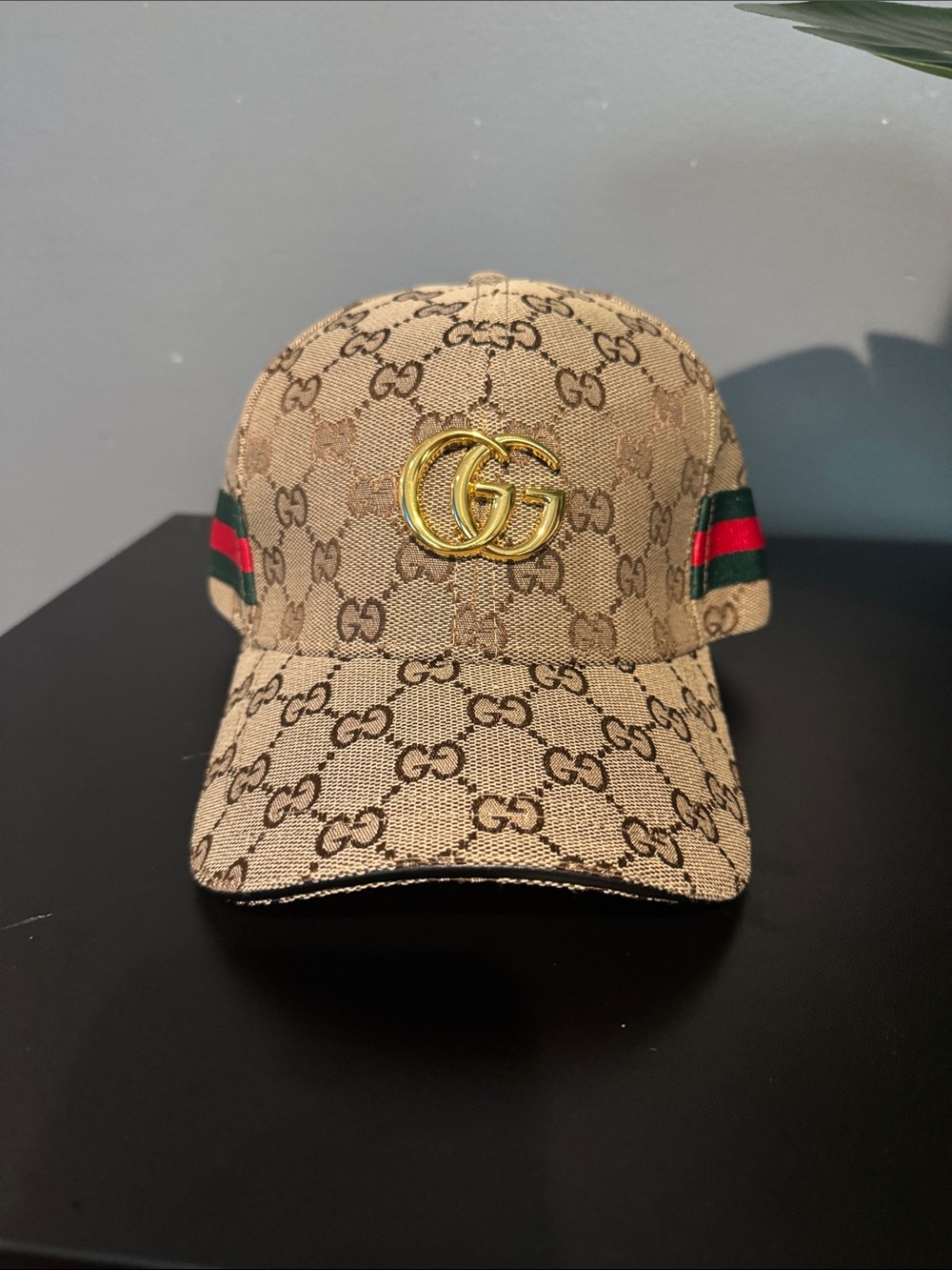 GG Monogram Baseball Cap with Green and Red Web Stripe